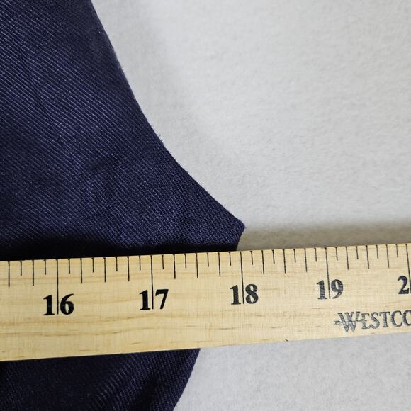 HALSTON Stretch Linen Shirt Dress 8 M Navy Blue Tie Belt Coastal Preppy Pockets - Picture 11 of 16